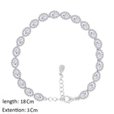 Asfour Crystal Tennis Bracelet With Oval Design In 925 Sterling Silver-BD0286